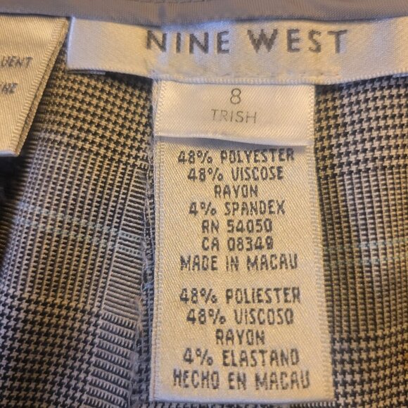 Nice West Back/Baby Blue/White Plaid Ankle Trousers - Size 8 - Picture 7 of 11